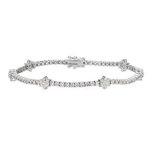 2.13 Carat Natural Diamond Flower Bracelet 14K Whtie Gold
